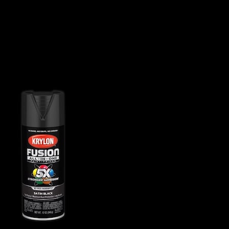 Short Cuts Krylon Fusion All-In-One Satin Black Paint+Primer Spray Paint 12 oz K02732007